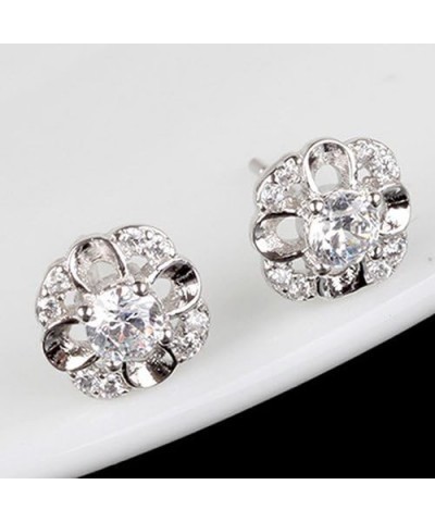 Women Sterling Silver Rhinestone Hollow Flower Ear Studs Earrings Valentines Statement Costume Jewelry Gift 1 $3.69 Earrings