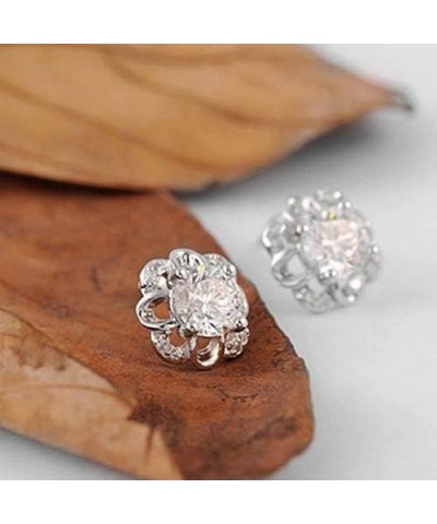 Women Sterling Silver Rhinestone Hollow Flower Ear Studs Earrings Valentines Statement Costume Jewelry Gift 1 $3.69 Earrings