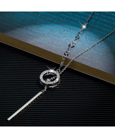 Long Pendant Necklace Jewelry Y-Chain Circle Round Necklace for Women and Girls Silver $7.01 Necklaces