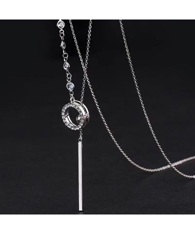 Long Pendant Necklace Jewelry Y-Chain Circle Round Necklace for Women and Girls Silver $7.01 Necklaces