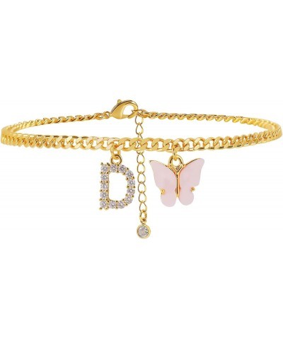 Jewelry Butterfly Initial Anklet Foot Female Anklet Letters for Women Anklet Bracelet Upper Arm (D, One Size) $8.19 Anklets