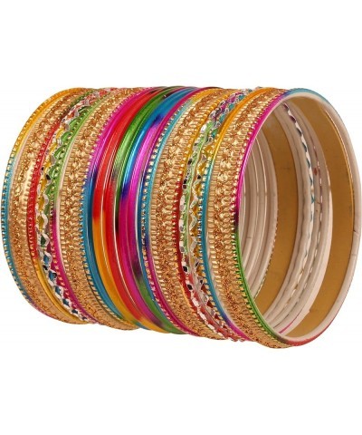 Stunning Rainbow Multicolor Bangle Collection. Indian Bollywood Colorful Bangle Bracelet Set of 24 In Antique Gold Tone For W...