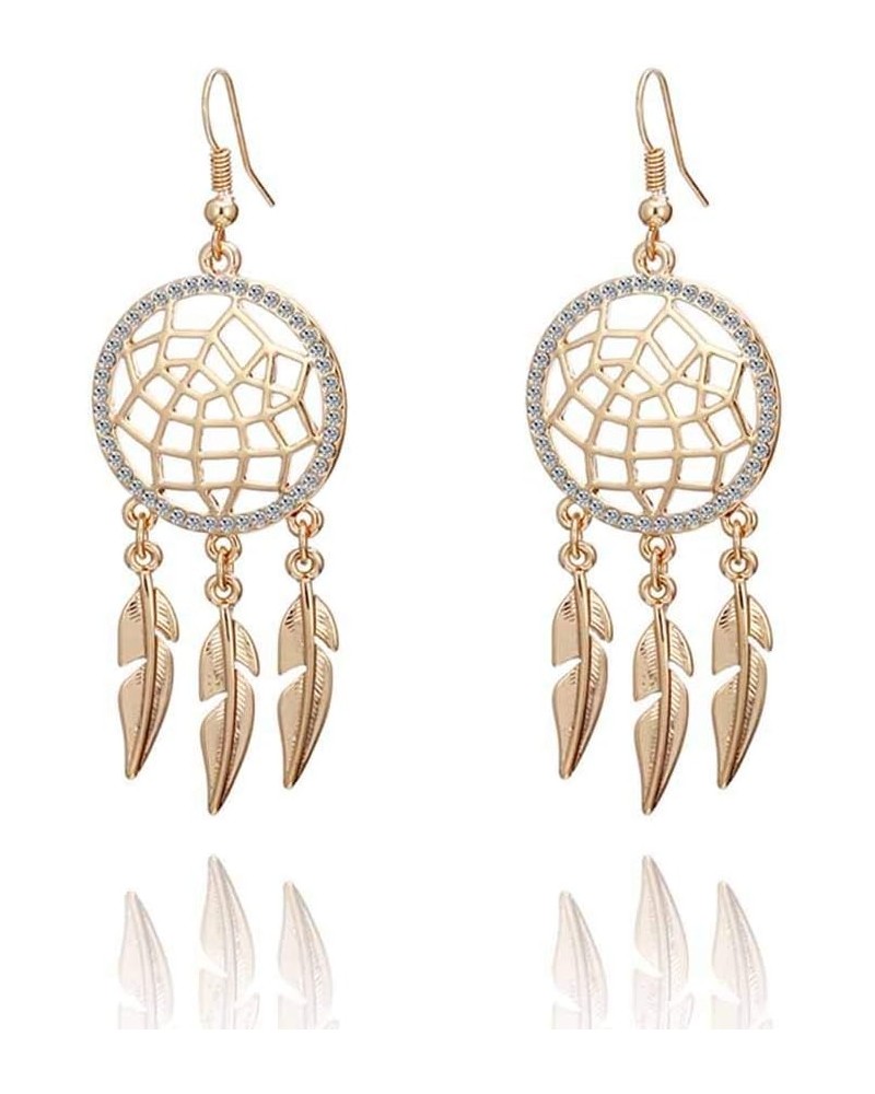 Dream Catcher Dangle Earrings Statement Feather Earrings for Women Girls Gold $7.55 Earrings