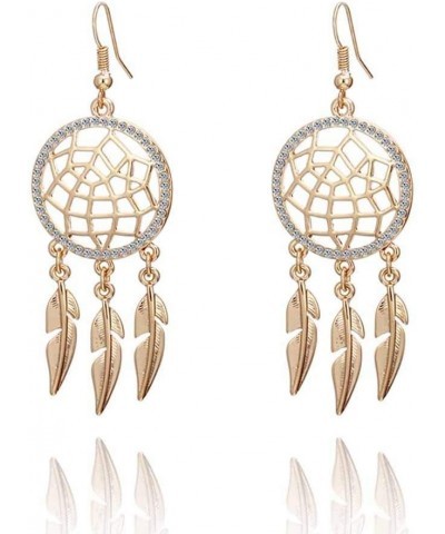 Dream Catcher Dangle Earrings Statement Feather Earrings for Women Girls Gold $7.55 Earrings