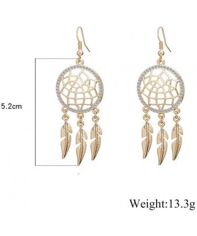 Dream Catcher Dangle Earrings Statement Feather Earrings for Women Girls Gold $7.55 Earrings