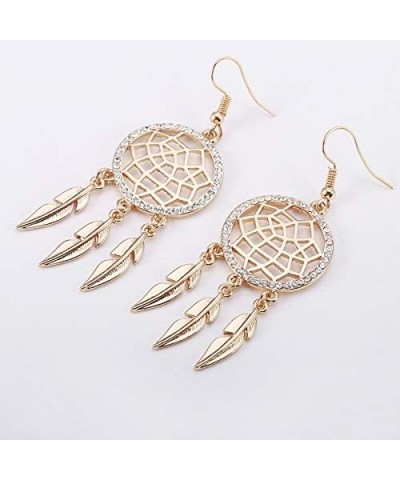 Dream Catcher Dangle Earrings Statement Feather Earrings for Women Girls Gold $7.55 Earrings