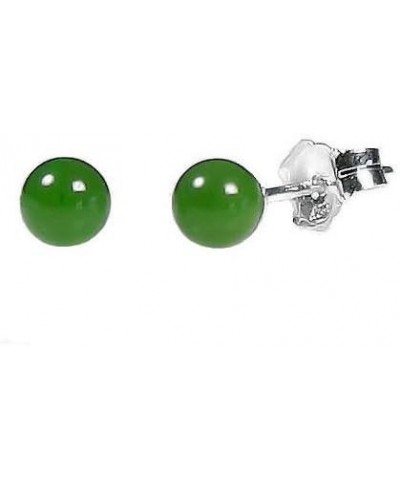 Trustmark 4mm Natural Nephrite Green Jade Ball Stud Post Earrings 925 Sterling Silver $13.75 Earrings