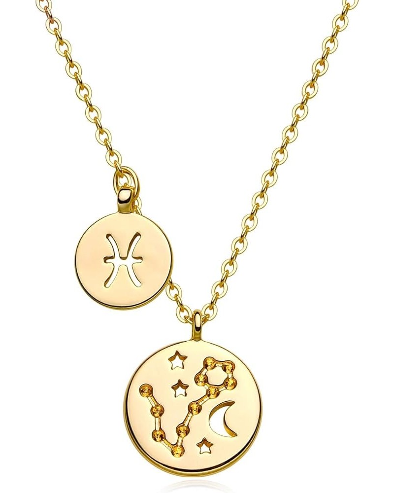 Gold Necklace for Women 18K Gold Plated Astrology Zodiac Necklace 12 Constellation Necklace Birthday Gift for Women Pisces( F...