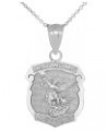 .925 Sterling Silver 'Saint Michael Protect Us' 2/3" Shield Medal Pendant - Choose Pendant Only or Necklace w/ 16”-22” Chain ...