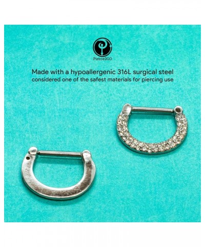 Silver 14G 316L Surgical Steel Double Lined CZ Stone Nipple Clickers 1/2 $8.07 Body Jewelry