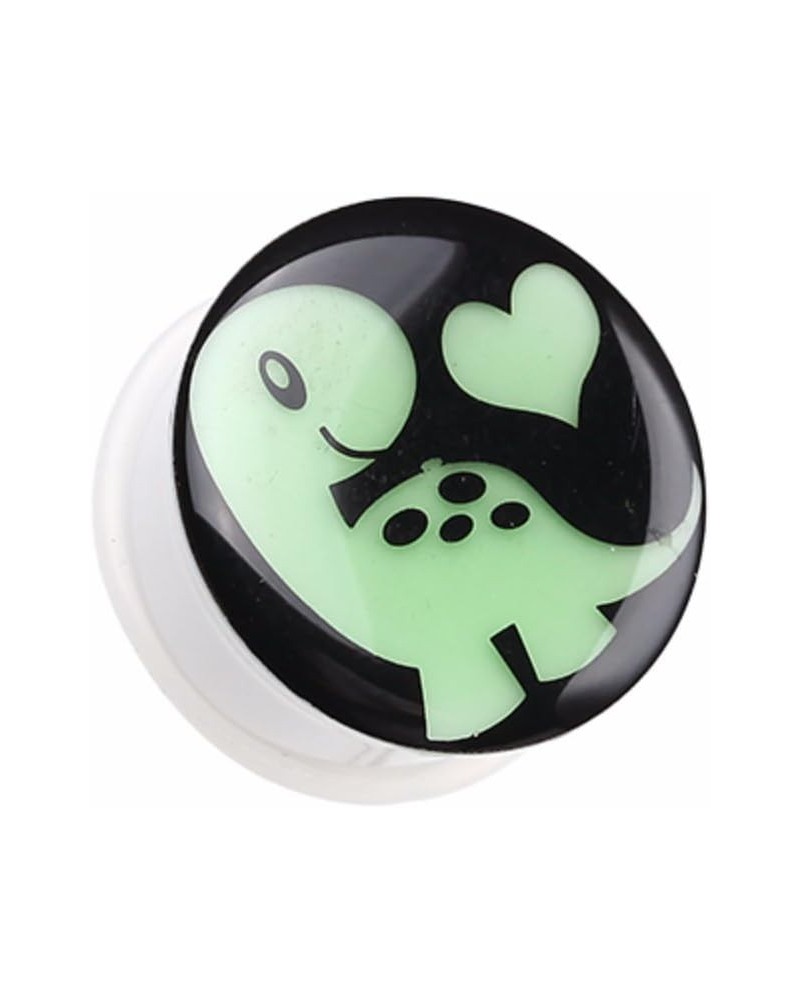 Glow in The Dark Adorable Dino Heart Single Flared Ear Gauge Plug 3/4" (19mm) $9.00 Body Jewelry