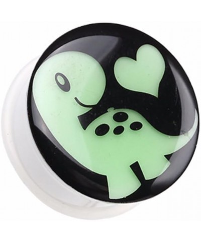 Glow in The Dark Adorable Dino Heart Single Flared Ear Gauge Plug 3/4" (19mm) $9.00 Body Jewelry