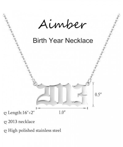 Birth Year Necklace for Women,Stainless Steel Birth Year Number Pendant Necklace Birthday Anniversary 2013 $7.13 Necklaces