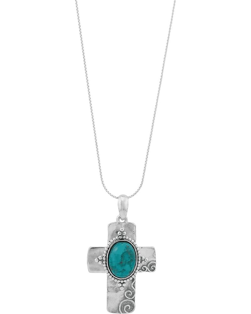 'Cross To Wear' Pressed Turquoise Pendant Necklace in Sterling Silver, 22" + 2 24.0 Inches $84.00 Necklaces