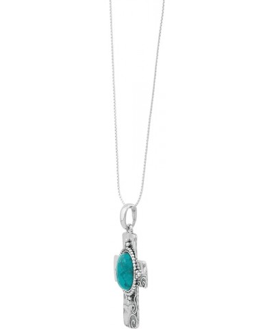 'Cross To Wear' Pressed Turquoise Pendant Necklace in Sterling Silver, 22" + 2 24.0 Inches $84.00 Necklaces