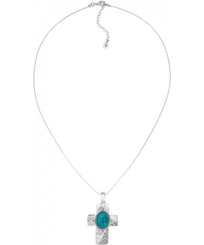 'Cross To Wear' Pressed Turquoise Pendant Necklace in Sterling Silver, 22" + 2 24.0 Inches $84.00 Necklaces