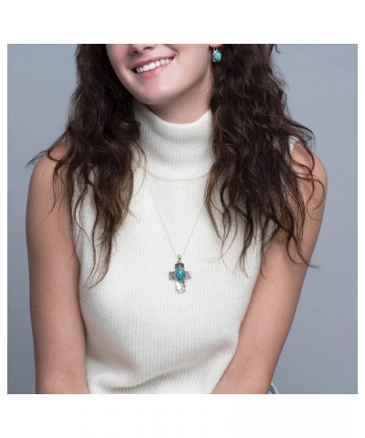 'Cross To Wear' Pressed Turquoise Pendant Necklace in Sterling Silver, 22" + 2 24.0 Inches $84.00 Necklaces