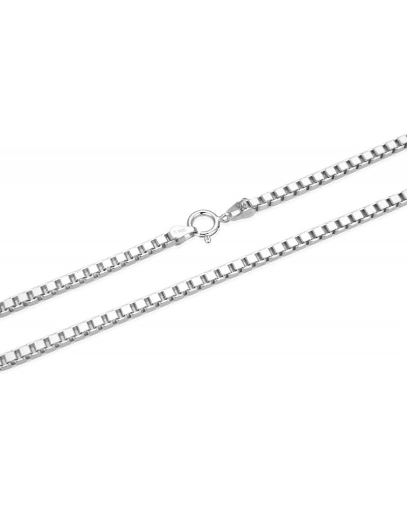 Authentic Sterling Silver 0.8mm 1mm 2mm 3mm Box Chain Necklace Tarnish Resistant Hypoallergenic Nickel Free Women Men Jewelry...