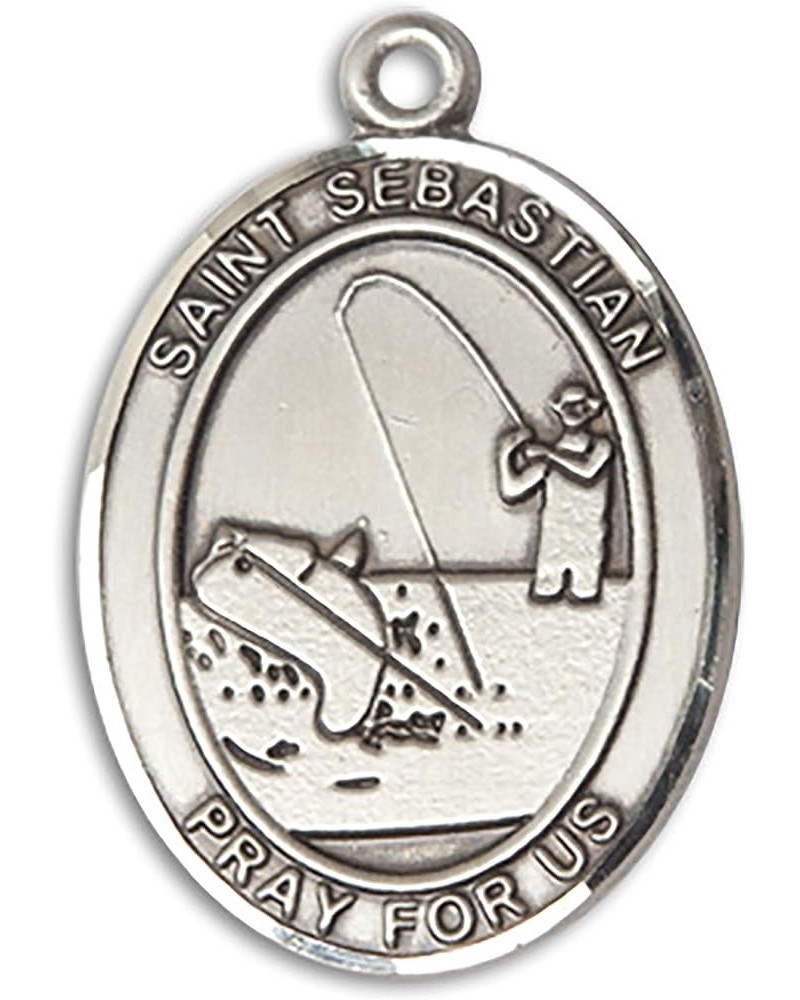 Sterling Silver Sport Medal St. Sebastian | Fishing $34.03 Necklaces