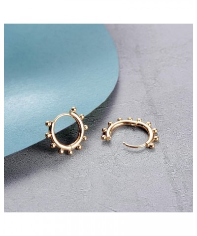 Gold Huggie Hoop Earrings 14K Gold Filled Dainty Small Simple Hypoallergenic Jewelry Gift for Women 10 Beads Gold $9.35 Earrings