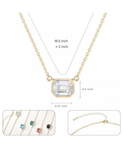 Birthstone Polygonal Crystal Pendant Necklaces, 14K Gold Plated Hypoallergenic Dainty Chain Necklace Jewelry Gifts for Women ...