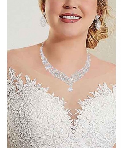 Women's Rhinestone Jewelry Necklace Set Silver Drop Pendant Eye Catching Necklaces Earrings for Wedding Prom Birthday Ball Pr...