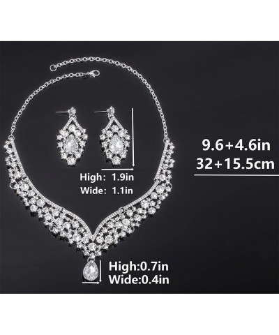 Women's Rhinestone Jewelry Necklace Set Silver Drop Pendant Eye Catching Necklaces Earrings for Wedding Prom Birthday Ball Pr...