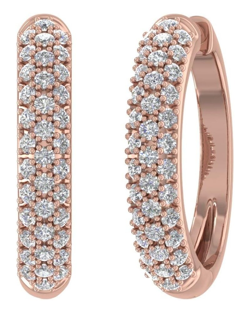 1/2 Carat Diamond Hoop Earrings in 10K Gold Rose Gold $107.20 Earrings