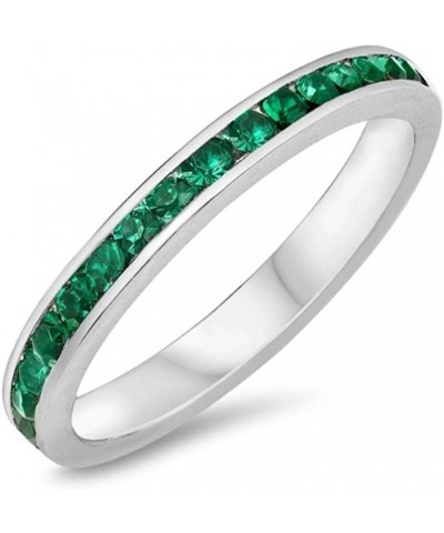 CHOOSE YOUR COLOR Sterling Silver Eternity Ring Green (Simulated Emerald) $14.09 Rings