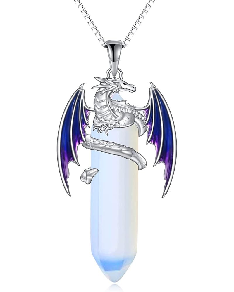 Dragon Necklace Gifts for Women Girls Sterling Silver Opal Dragon Pendant Necklace Jewelry Christmas Birthday Gifts Opal drag...