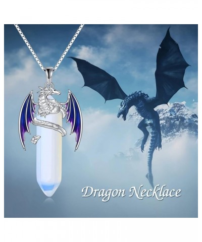 Dragon Necklace Gifts for Women Girls Sterling Silver Opal Dragon Pendant Necklace Jewelry Christmas Birthday Gifts Opal drag...