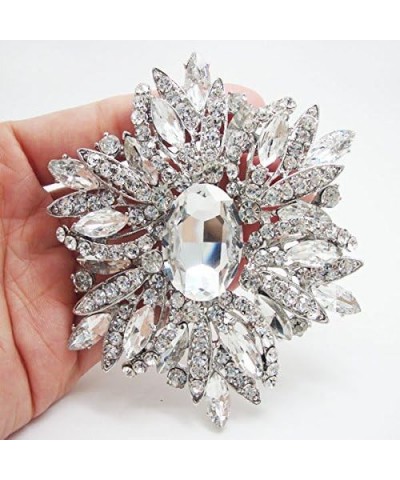 3.82" Gorgeous Flower Large Rhinestone Crystal Brooch Pin White $11.88 Brooches & Pins