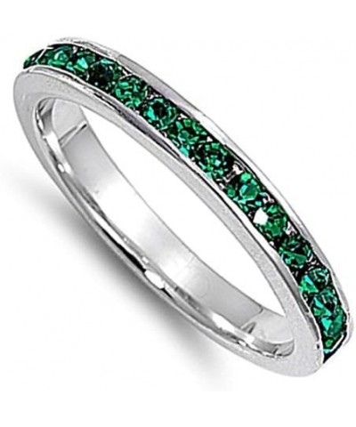 CHOOSE YOUR COLOR Sterling Silver Eternity Ring Green (Simulated Emerald) $14.09 Rings