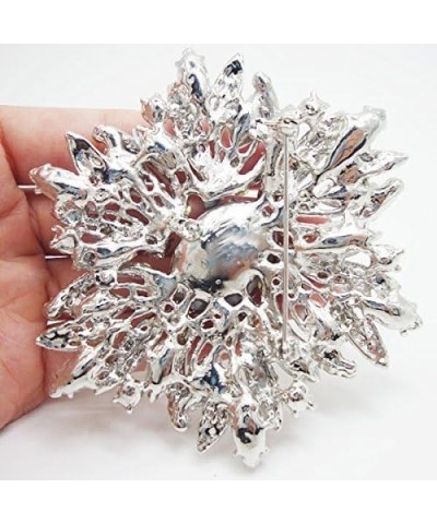 3.82" Gorgeous Flower Large Rhinestone Crystal Brooch Pin White $11.88 Brooches & Pins