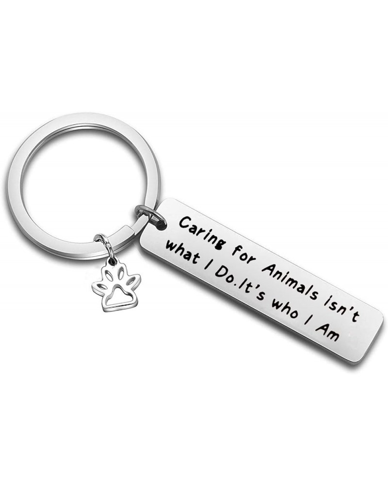 Caring For Animals Is Who I Am Bracelet Expandable Wire Bangle Veterinarian Gift Animal Lovers Jewelry Keychain $9.89 Bracelets