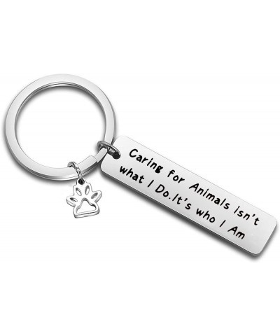 Caring For Animals Is Who I Am Bracelet Expandable Wire Bangle Veterinarian Gift Animal Lovers Jewelry Keychain $9.89 Bracelets