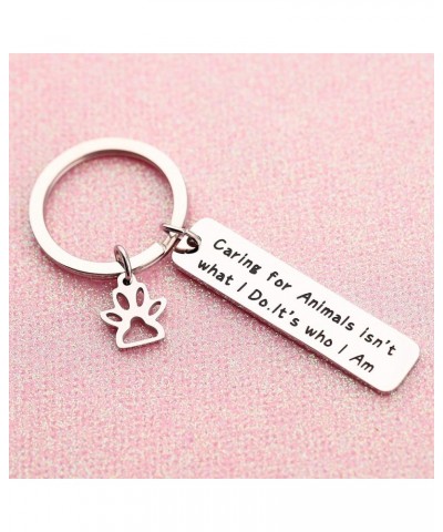 Caring For Animals Is Who I Am Bracelet Expandable Wire Bangle Veterinarian Gift Animal Lovers Jewelry Keychain $9.89 Bracelets