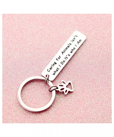 Caring For Animals Is Who I Am Bracelet Expandable Wire Bangle Veterinarian Gift Animal Lovers Jewelry Keychain $9.89 Bracelets