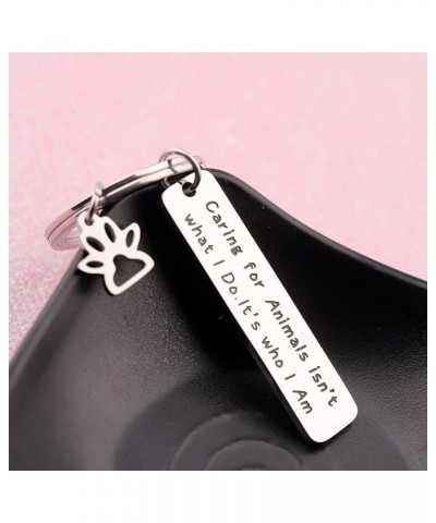 Caring For Animals Is Who I Am Bracelet Expandable Wire Bangle Veterinarian Gift Animal Lovers Jewelry Keychain $9.89 Bracelets