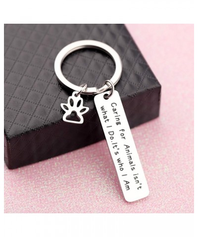 Caring For Animals Is Who I Am Bracelet Expandable Wire Bangle Veterinarian Gift Animal Lovers Jewelry Keychain $9.89 Bracelets