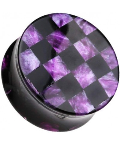 Marble Checker Double Flared Ear Gauge Plug 1/2" (12.5mm), Purple $10.39 Body Jewelry