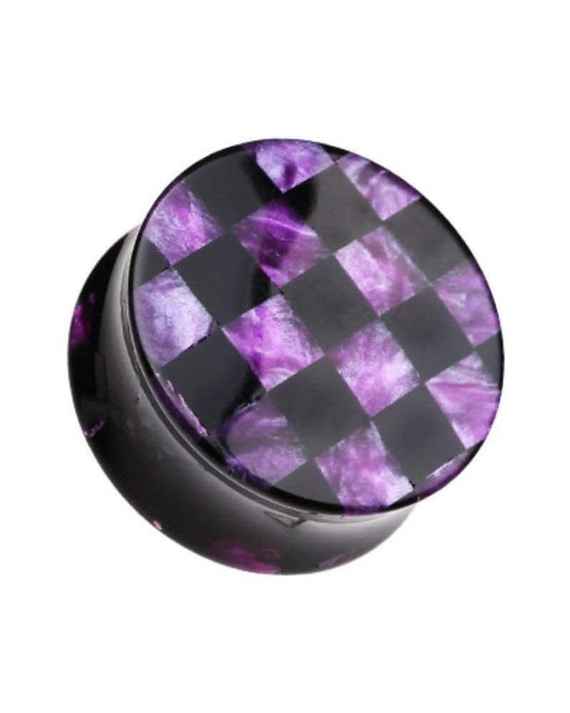 Marble Checker Double Flared Ear Gauge Plug 1/2" (12.5mm), Purple $10.39 Body Jewelry