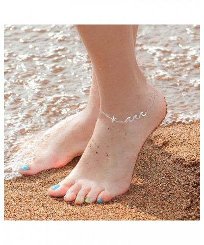 Anklet for Women Sterling Silver Adjustable Foot Evil Eye Butterfly Sea Turtle Starfish Wave Infinity Beach Ankle Bracelet Wa...