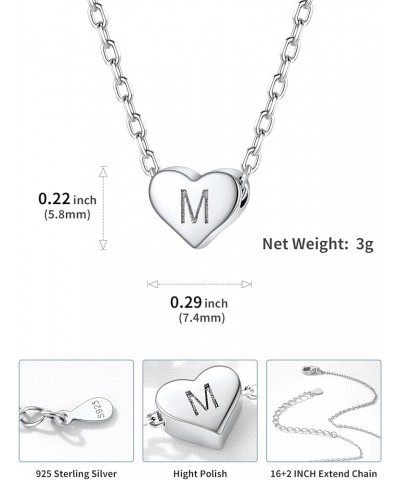 Tiny Initial Necklaces 925 Sterling Silver Letter A-Z Letter Pendant for Women Girls Heart Choker Necklace 16"+2 M-925 Silver...