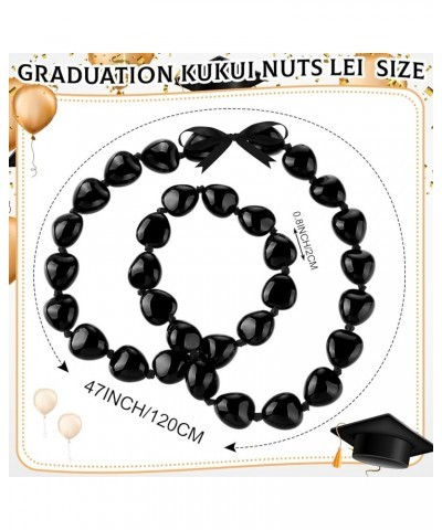 Graduation Kukui Nut Lei Necklace 47 Inch Class of 2024 Kukui Lei Chunky Hawaiian Lei 2024 Graduation Gift Luau Party Accesso...