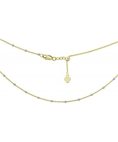 14k Yellow White Gold Two Tone Saturn Beaded Station Adjustable Choker or Chain Necklace Necklace (18" IN) $88.64 Necklaces