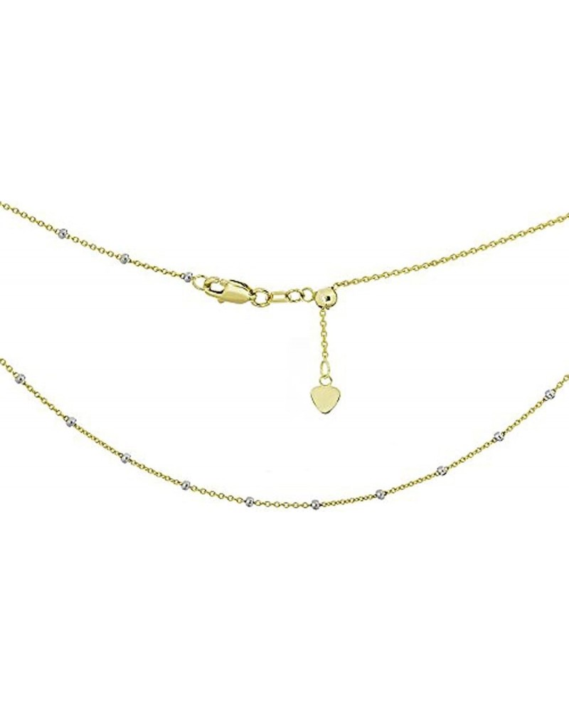 14k Yellow White Gold Two Tone Saturn Beaded Station Adjustable Choker or Chain Necklace Necklace (18" IN) $88.64 Necklaces