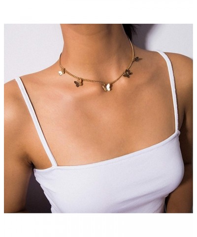 4 Sets Layered Choker Necklace Gold Butterfly Star Moon Heart Pendant Necklace Cute Vsco Multilayer Chain Choker Necklace for...