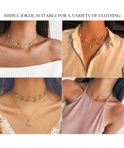 4 Sets Layered Choker Necklace Gold Butterfly Star Moon Heart Pendant Necklace Cute Vsco Multilayer Chain Choker Necklace for...