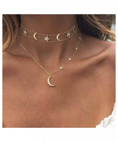 4 Sets Layered Choker Necklace Gold Butterfly Star Moon Heart Pendant Necklace Cute Vsco Multilayer Chain Choker Necklace for...